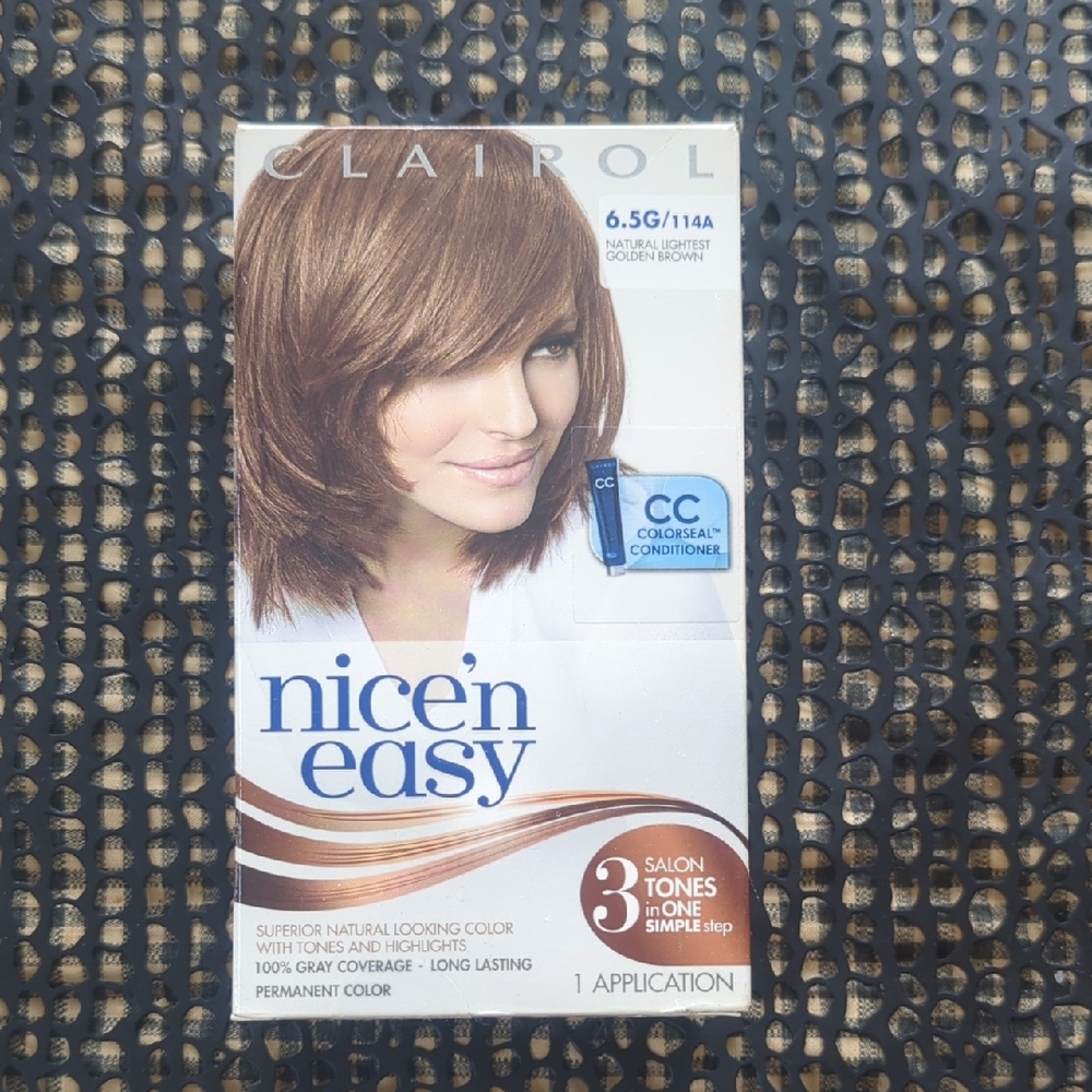 NWOT Nice'n Easy Hair Color, Natural Medium Golden Brown 6.5G/114A Permanent.
